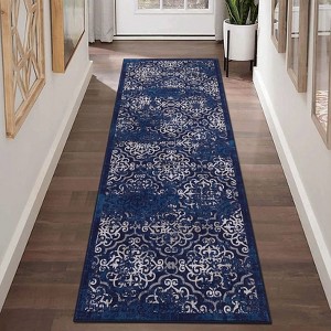 Washable Area Rugs for Living Room Non-Slip Vintage Accent Rug for Bedroom Retro Distressed Non-Slip Stain Resistant Carpet - 1 of 4