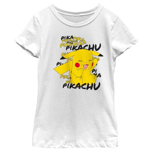 Pokemon T-Shirt Girls Kids Pikachu Eevee Friends Game Blue Top