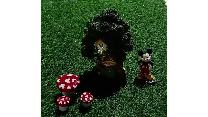 Disney Mickey Mouse Miniature Resin Garden Set With Solar Tree House, 2 of 7, play video