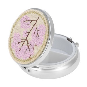 Unique Bargains Floral Pattern Pill Box Silver Tone Pink 1 Pc : Target