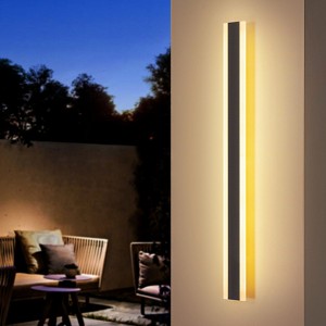 Rennnsan Noctra 39"-59" H Hardwired Liner Stainless Metal Industrial LED Dimmable Wall Sconce in Black - 1 of 4