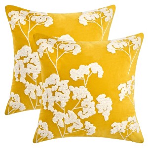 REGALWOVEN Velvet Soft Decorative Plum Blossom Embroidery Pillowcases 2 Pcs - 1 of 4