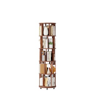Kumasinova 100% Kid-Friendly Rubberwood Bookshelf Rotating Design,Durable Vertical Book Shelf Tower for Kids,360° Swivel Corner Bookshelf - 1 of 4