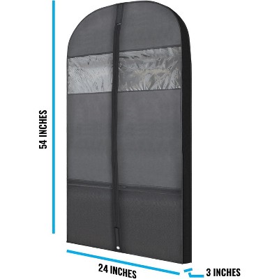 Plixio 54" Black Gusseted Garment Bags with Zipper for Travel and Storage