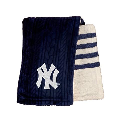 MLB New York Yankees Knit Embossed Sherpa Stripe Throw Blanket