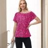 Anna-Kaci Women's Off-Shoulder Sequin Short Sleeve Top with Relaxed Fit - 3 of 4