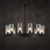 Rennnsan Kintera 40" W 12 -Light Glass Dimmable Farmhouse Wagon Wheel Chandelier in Matte Black - 4 of 4