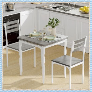 Jojoka 3 Piece Dining Table Set for 2 with Spiral Legs, Space-Saving Kitchen Table and Chairs for Small Spaces, Apartment, Rustic Industrial Style - 1 of 4