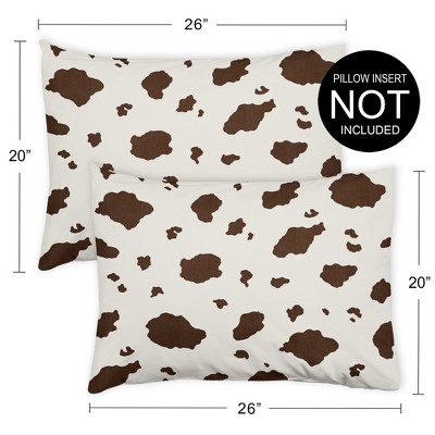 Cow Print Brown and Cream Polyester Pillow Shams, Standard/Queen