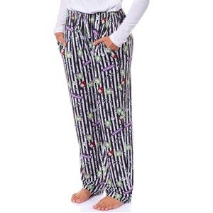 Beetlejuice Movie Women's Chibi Print Sleep Pajama Pants For Adults White - 1 of 4