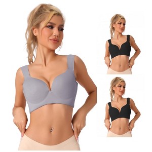 INSPIRE CHIC Women's Wirefree Bra Full Coverage Push Up Vest Bralettes 3 Packs - 1 of 4