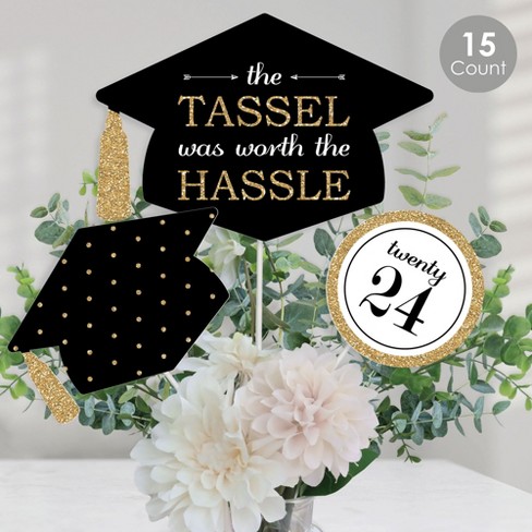 Big Dot of Happiness Gold Tassel Worth The Hassle - Diy Shaped 2024  Graduation Party Cut-Outs - 24 Ct