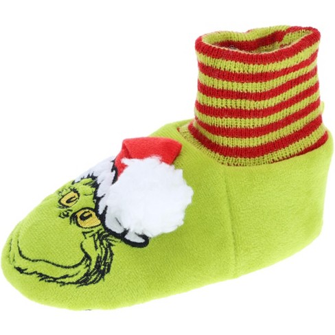 The Grinch Socktop Slipper For Toddlers The Grinch Holiday Slipper Sock With 3d Santa Hat Green Toddler Sizes 4 5 To 9 10 Target