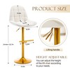 2Pcs Velvet Swivel Bar Stools Adjustable Counter Height Bar Chairs With Back Gold Base Modern Stool Chair For Dining Room, White+Gold - 3 of 4