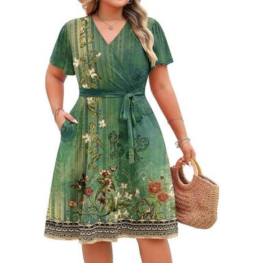 casual floral print dresses knee length Zeagoo Women's Plus Size V Neck Dress Summer Short Sleeve Sundress with Pockets MZ840 2X : Target cute knee length casual summer dresses Gingerbread Christmas Tree Fleece studio-top-4425 Line Regular Fit Belted Color:Blushing_Pink
