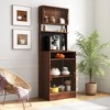 MOEPISY Kitchen Pantry Sideboard with 2 Sliding Striped Glass Doors - 3 of 4