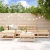 vidaXL Patio Lounge Set - 6 Piece Outdoor Garden Furniture, Solid Pine Wood, Modular Design, Brown Natural - 2 of 4