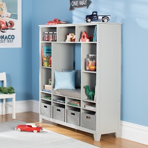 Martha Stewart Kids' Storage Shelf: Wooden Bedroom Bookshelf and Toy Organizer with Reading Bench and Fabric Storage Bins - 1 of 4