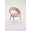 CAVINAS Velvet Fabric Accent Chairs with Curved Backrest,Modern Armless Chair with Golden Metal Legs,Accent Chair for Living Room - 3 of 4