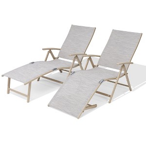 Pellebant Outdoor Aluminum Folding Adjustable Chaise Lounge - 1 of 4