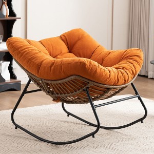 Kumasinova Ultra Plush Chenille Upholstered Rocking Chair,Versatile Accent Glider&Patio Egg Chair for Living Room,Porch,350lbs Max - 1 of 4
