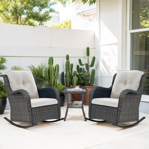 Gymojoy Outdoor Rocking Chair Rattan Rocker Chairs with Cushion - 1 of 4