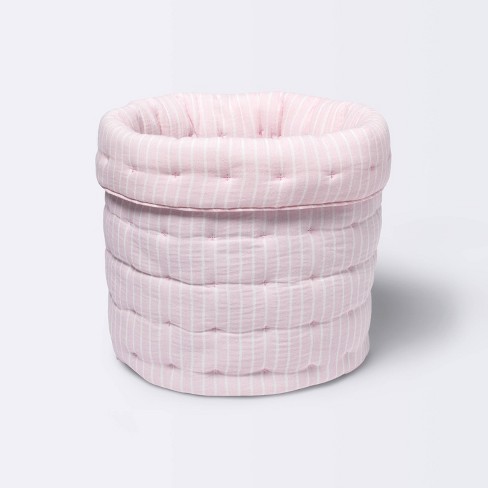 Quilted Gauze Medium Round Storage Bin - Cloud Island™ Pink Stripe : Target