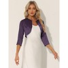 INSPIRE CHIC Women's Satin Elegant 3/4 Sleeve Solid Bolero Shrugs - image 3 of 4