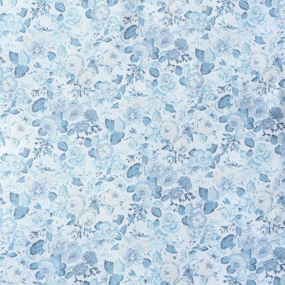 Twin Blue Cotton Reversible Floral Bedding Set