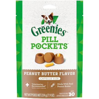Greenies Chewy Dog Pill Pockets Peanut Butter Capsule Size Dog Treats