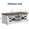 Homhougo Farmhouse Coffee Table with Storage - 48'' Industrial Rectangular Living Room Table with Sliding Barn Doors & Adjustable Shelves, White - 2 of 4