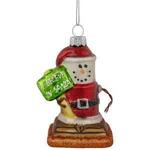 Northlight Smore "I Believe In Santa" Glass Christmas Ornament - 3.5" - Red - 1 of 4