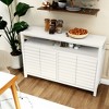 Syemin Decorative Storage Cabinet with 4 Doors and Shelves, Decorative Louvered Doors Cabinet for Hallway, Kitchen, - 3 of 4