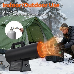 60,000 BTU Portable Propane Forced Air Heater Outdoor Great for Jobsite, Construction, Garage, Patio, Stainless Steel - 1 of 4