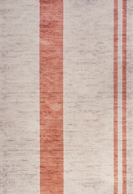 Ivory and Pink 9' x 12' Reversible Washable Stripe Rug