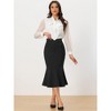 Allegra K Women's High Waist Elegant Button Decor Stretch Mermaid Midi Skirt - 4 of 4