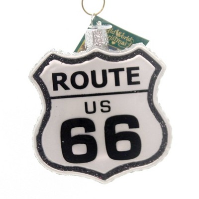 Old World Christmas 3.5" Route 66 Sign Ornament Historic West  -  Tree Ornaments