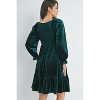 Hello Miz Women's Velvet Smocked V Neck Long Sleeve Maternity Dress - 3 of 4