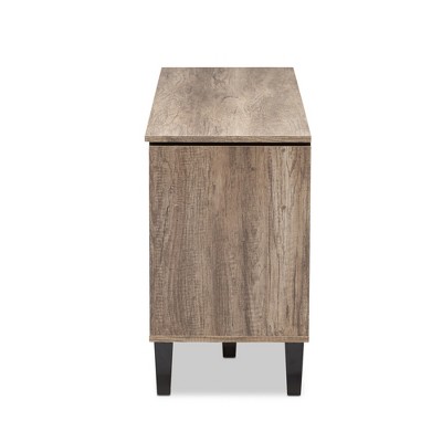 Cardiff Light Brown and Black Wood TV Stand with Cabinet