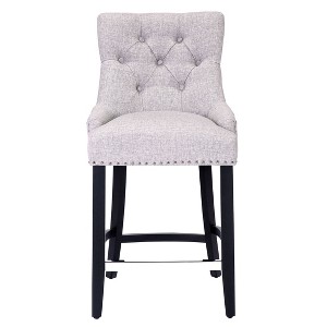 WestinTrends 24" Linen Fabric Tufted Buttons Upholstered Wingback Counter Stool - 1 of 4