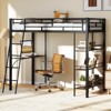 Safstar Twin Size Loft Bed with Desk & Shelves Inclined Ladder & Full-length Guardrails - 3 of 4