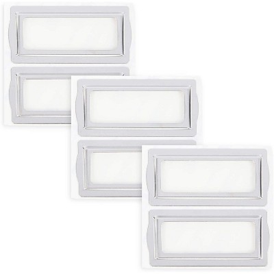 Bright Creations 6 Pack Metal Clip Label Holders Bookplates Self Adhesive Tags, White 3.1 x 1.4 in