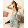 cheibear Women's Satin Cowl Neck Sleeveless Crop Cami Sleepwear with Pants Sliky Lounge Set - 2 of 4
