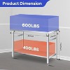 Nasitip Silver Folding Stainless Steel Table with Undershelf and Lockable Wheels, Commercial-Grade Double-Tier Workstation - 3 of 4