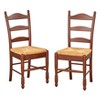 Buylateral Set of 2 Farmhouse Two Tone Ladder Back Wicker Seat Dining Chairs - 2 of 4