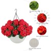 2 Set Artificial Outdoor Geraniums Flowers with White Basket, 12 Pcs Geraniums Flowers for Christmas, Front Porch, Garden, Patio, Home Decor, Pink - 4 of 4