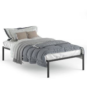 Costway 14 Inch Heavy Duty Metal Platform Bed Frame Steel Slat Mattress Foundation Black - 1 of 4