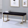 TiramisuBest Mid Century Modern Tan Leather Bench - Brown, Tan Genuine Leather, Solid Wood Entryway Bench, 16.1L x 47.5W - 4 of 4
