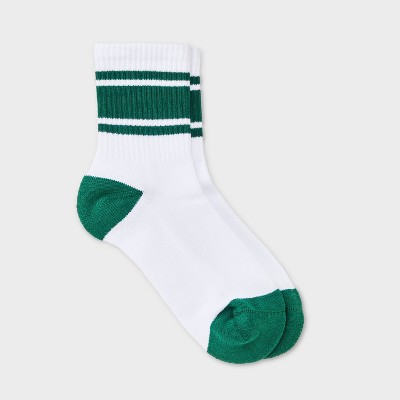 Women's Game Day Varsity Stripe Ribbed Cushioned Mid Crew Socks - Wild Fable™