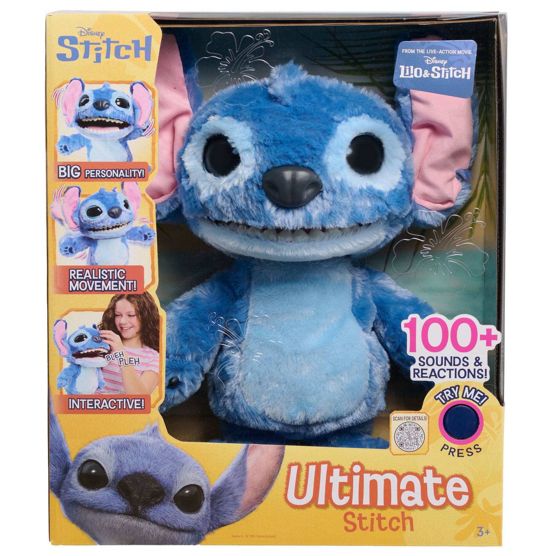 Disney Lilo & Stitch Ultimate Animatronic Plush: Polyester Stuffed Character Doll, 14.75" Height
